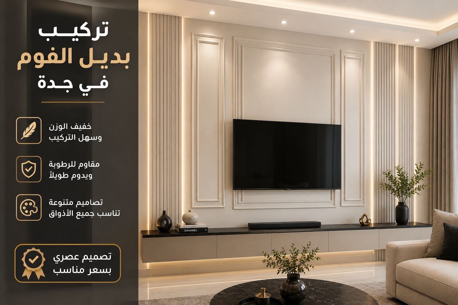 تركيب بديل الرخام للجدران وخلفيات الشاشات في جدة